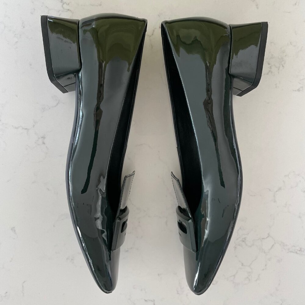 Geox Respira Vivyanne Italian Patent Leather Shoes Dark Forest Green Sz 10 NIB - Picture 6 of 12